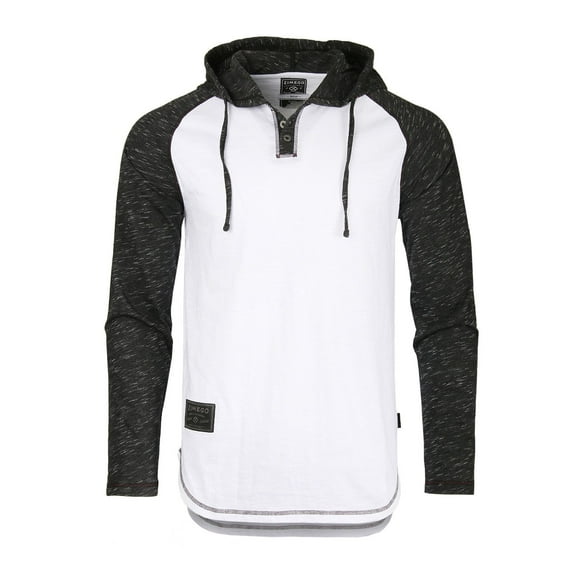 ZIMEGO Men's Long Sleeve Color Block Hooded Henley shirt - Athletic Baseball Sports Raglan Style Casual Hoodie