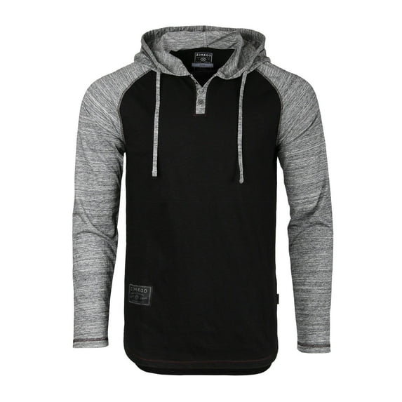 ZIMEGO Men's Long Sleeve Color Block Hooded Henley shirt - Athletic Baseball Sports Raglan Style Casual Hoodie