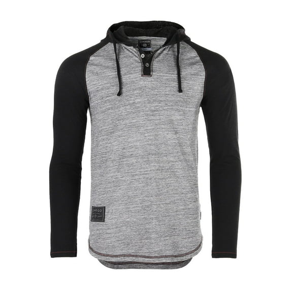 ZIMEGO Men's Long Sleeve Color Block Hooded Henley shirt - Athletic Baseball Sports Raglan Style Casual Hoodie