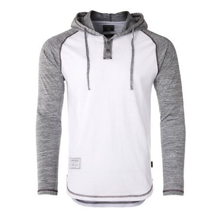 ZIMEGO Men's Long Sleeve Color Block Hooded Henley shirt - Athletic Baseball Sports Raglan Style Casual Hoodie