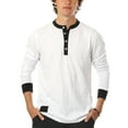 thumbnail image 1 of ZIMEGO Men's Long Sleeve Contrast Button Placket Neck Cuffs Casual Henley Shirts, 1 of 5