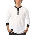 thumbnail image 1 of ZIMEGO Men's Long Sleeve Contrast Button Placket Neck Cuffs Casual Henley Shirts, 1 of 5