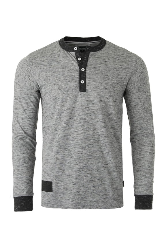 Men's Long Sleeve Contrast Button Placket Neck Cuffs Casual Henley Shirts