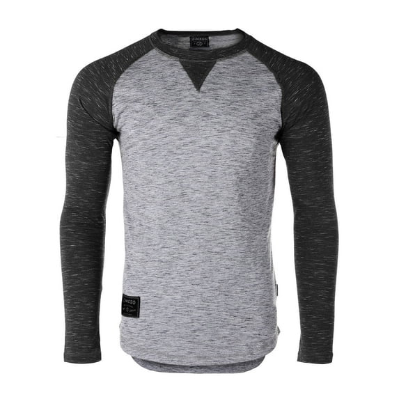 ZIMEGO Men’s Long Sleeve Crew Neck Color Block Baseball T-Shirt - Athletic Fit Fashion Basic Essential Shirts with Curved Bottom Hem