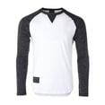 thumbnail image 1 of ZIMEGO Men’s Long Sleeve Crew Neck Color Block Baseball T-Shirt - Athletic Fit Fashion Basic Essential Shirts with Curved Bottom Hem, 1 of 6