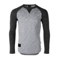 thumbnail image 1 of ZIMEGO Men’s Long Sleeve Crew Neck Color Block Baseball T-Shirt - Athletic Fit Fashion Basic Essential Shirts with Curved Bottom Hem, 1 of 6