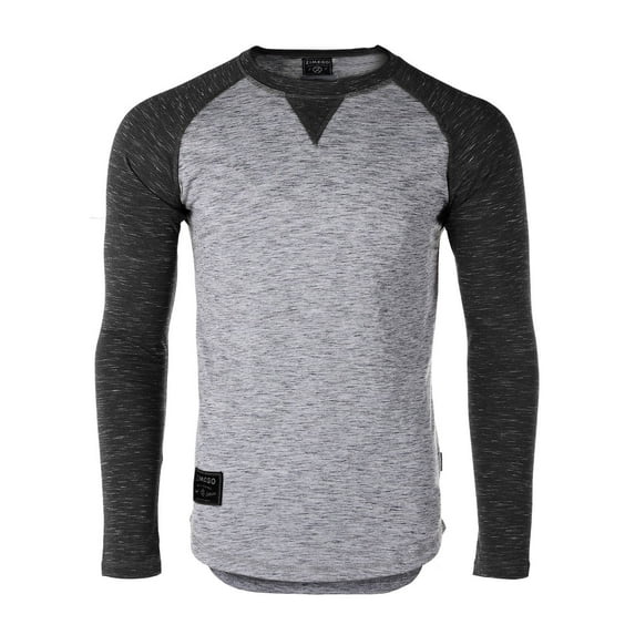 ZIMEGO Men’s Long Sleeve Crew Neck Color Block Baseball T-Shirt - Athletic Fit Fashion Basic Essential Shirts with Curved Bottom Hem
