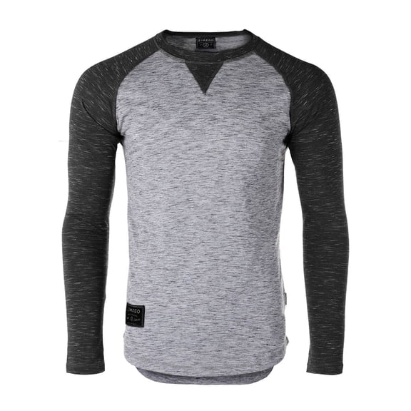 ZIMEGO Men’s Long Sleeve Crew Neck Color Block Baseball T-Shirt - Athletic Fit Fashion Basic Essential Shirts with Curved Bottom Hem