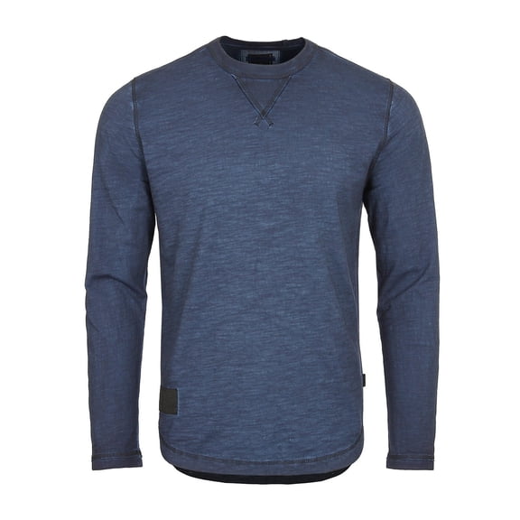 ZIMEGO Men's Long Sleeve Crew Neck Color Dye Washed Vintage Curved Hem T-Shirts