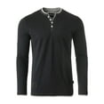 thumbnail image 1 of ZIMEGO Men’s Long Sleeve Layered V-Neck Cuff Hemline Fashion Casual Athletic Henley Shirts Tee, 1 of 6