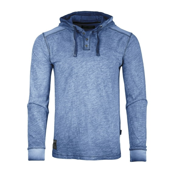 ZIMEGO Men's Long Sleeve Vintage Garment Wash Color Dyed Pullover Hooded Henley Shirt