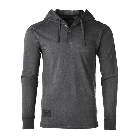 ZIMEGO Men's Long Sleeve Vintage Garment Wash Color Dyed Pullover Hooded Henley Shirt