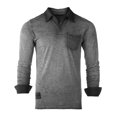 thumbnail image 1 of ZIMEGO Men's Long Sleeve Vintage Polo Shirt - Garment Color Dyed Oil Wash and Chest Pocket, 1 of 8