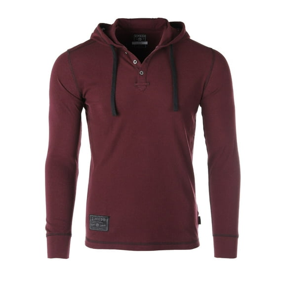 ZIMEGO Men's Long Sleeve Vintage Thermal Hoodie - Athletic Fit Pullover Hooded Henley Shirts
