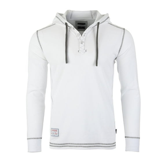 ZIMEGO Men's Long Sleeve Vintage Thermal Hoodie - Athletic Fit Pullover Hooded Henley Shirts