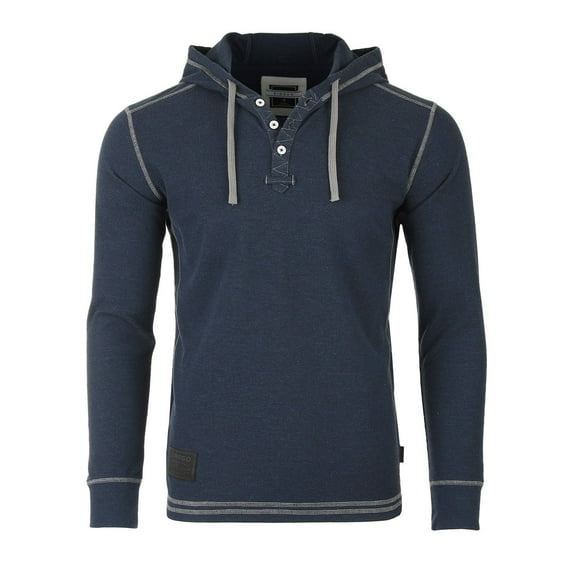 ZIMEGO Men's Long Sleeve Vintage Thermal Hoodie - Athletic Fit Pullover Hooded Henley Shirts