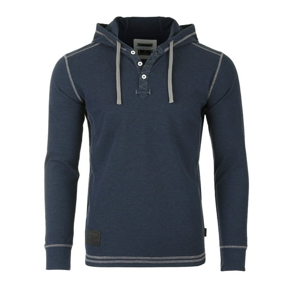 ZIMEGO Men's Long Sleeve Vintage Thermal Hoodie - Modern Fit Pullover Hooded Henley Shirts