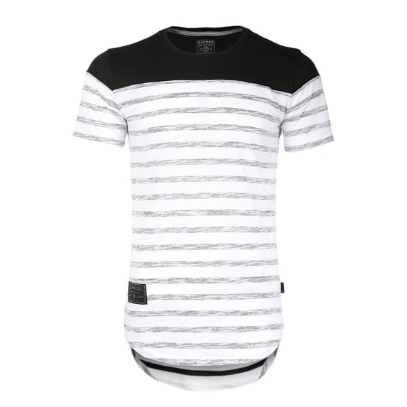 ZIMEGO Men's Short Sleeve Drop Tail Longline Hiphop Curved Hem Fashion Shirts