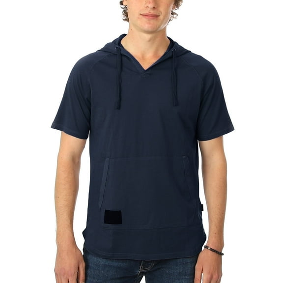 ZIMEGO Men's Short Sleeve Hoodie - Vintage Color Dyed Pullover Hooded Henley Shirt