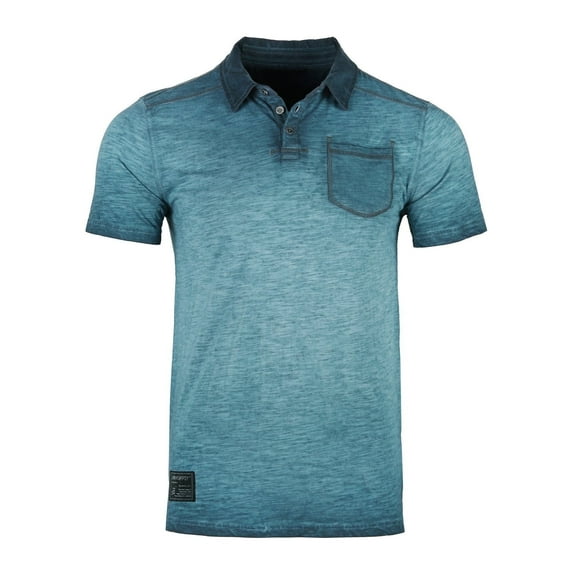 ZIMEGO Men's Short Sleeve Vintage Polo Shirt with Chest Pocket - Garment Color Dyed Oil Wash and Chest Pocket