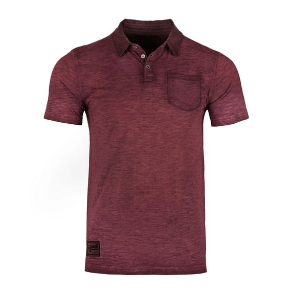 ZIMEGO Men's Short Sleeve Vintage Polo Shirt with Chest Pocket - Garment Color Dyed Oil Wash and Chest Pocket