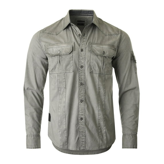 ZIMEGO Men's Stretch Flex Slim Color Washed Vintage Rugged Fashion Button Shirts