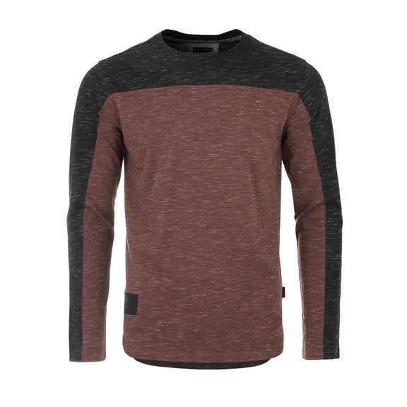 ZIMEGO Men's Twofer Color Block Long Sleeve Curved Hemline Athletic Hiphop Shirt