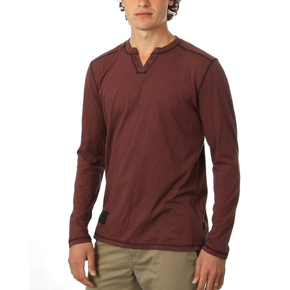 ZIMEGO Men's Vintage Wash Color Dyed Long Sleeve V-Neck Henley Slim Casual Shirt