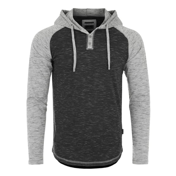 ZIMEGO Mens Long Sleeve Hoodie - Lightweight Hooded Pullover, Black, Large