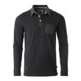 thumbnail image 1 of ZIMEGO Mens Long Sleeve Vintage Color Contrast Placket Pocket Polo Shirts, 1 of 1