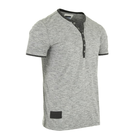 ZIMEGO Mens Short Sleeve Henley – Casual Button T Shirts for Men, Grey, Small