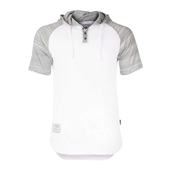 ZIMEGO Mens Short Sleeve Hoodie - Thin Color Block Raglan Henley T Shirt