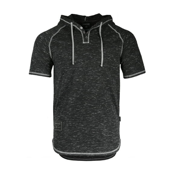 ZIMEGO Mens Short Sleeve Hoodie - Thin Color Block Raglan Henley T Shirt