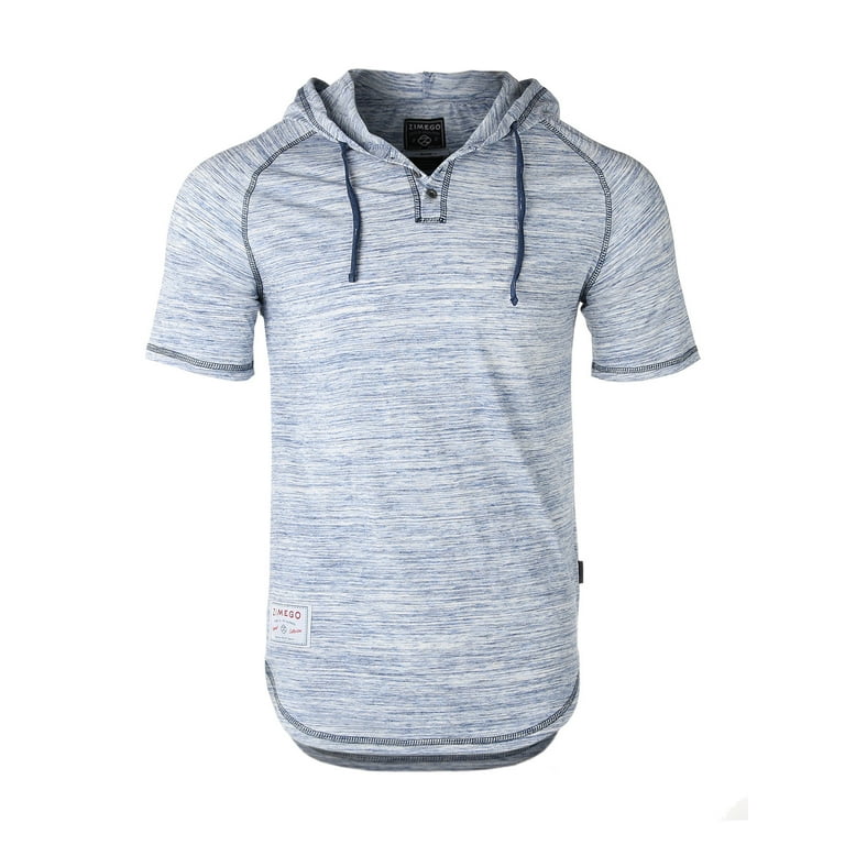 ZIMEGO Mens Short Sleeve Hoodie Thin Color Block Raglan Henley T Shirt