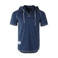 thumbnail image 1 of ZIMEGO Mens Short Sleeve Hoodie - Thin Color Block Raglan Henley T Shirt, 1 of 5