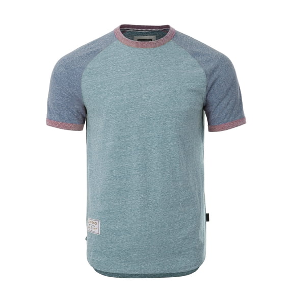 ZIMEGO Mens Short Sleeve Ringer Tee - Color Block Raglan Casual T-Shirt