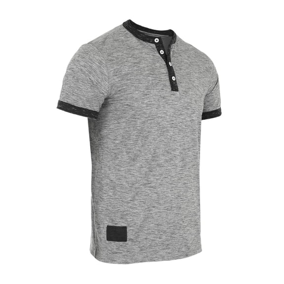 ZIMEGO Short Sleeve Henley for Men - Casual Button T Shirts, Grey, XX-Large