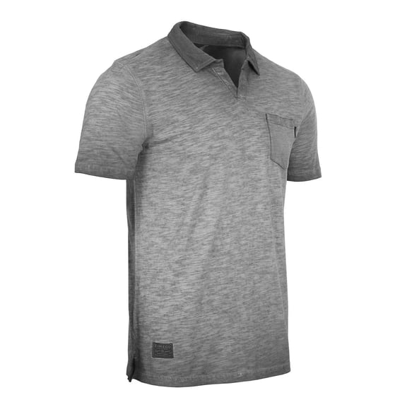 ZIMEGO Short Sleeve Polo for Men - Vintage Color Dyed Casual Shirts, Charcoal Grey, X-Large