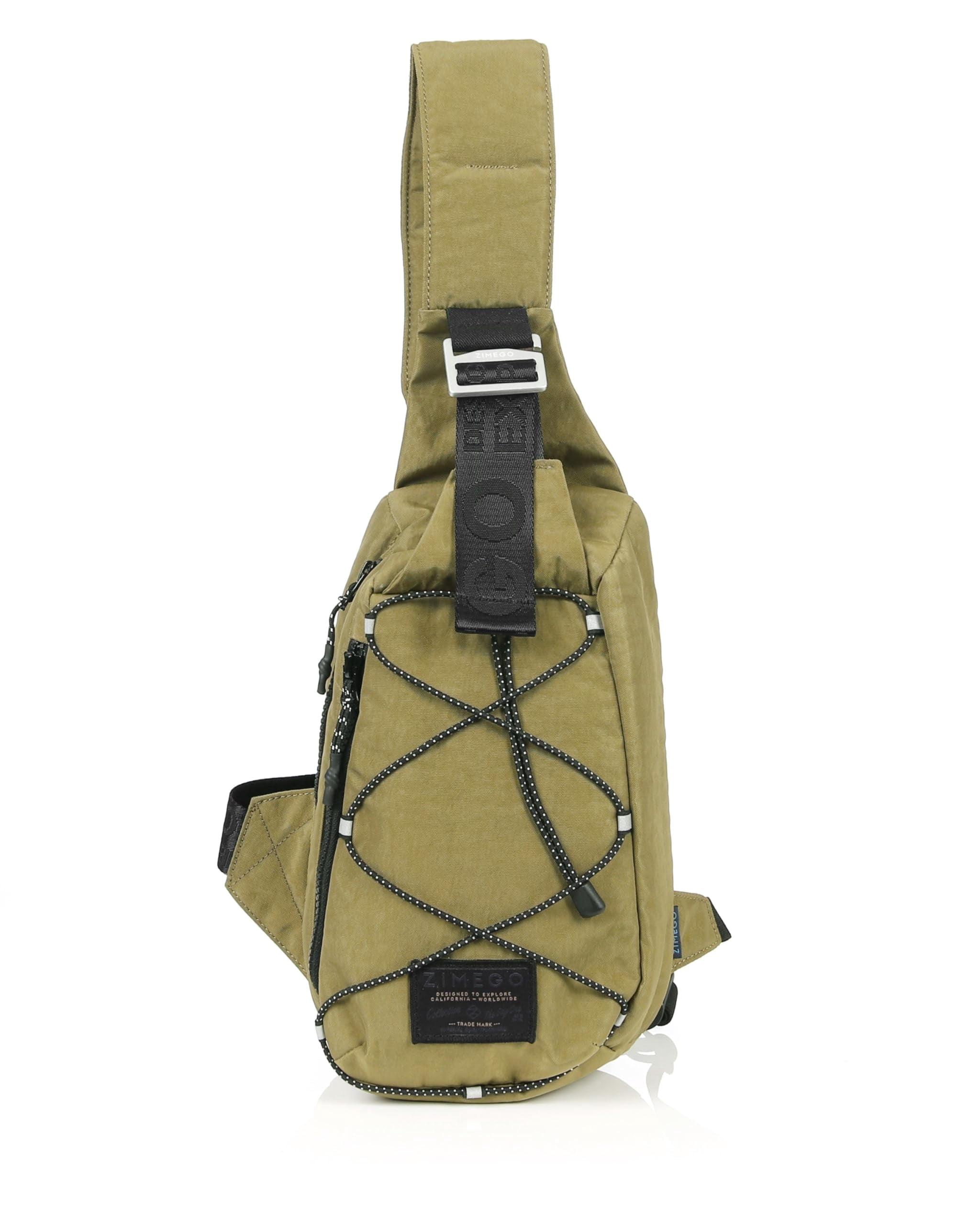 ZIMEGO Tactical Fanny Pack and Crossbody Bag - Utility Sling Bag for Travel and Outdoor, Olive Green