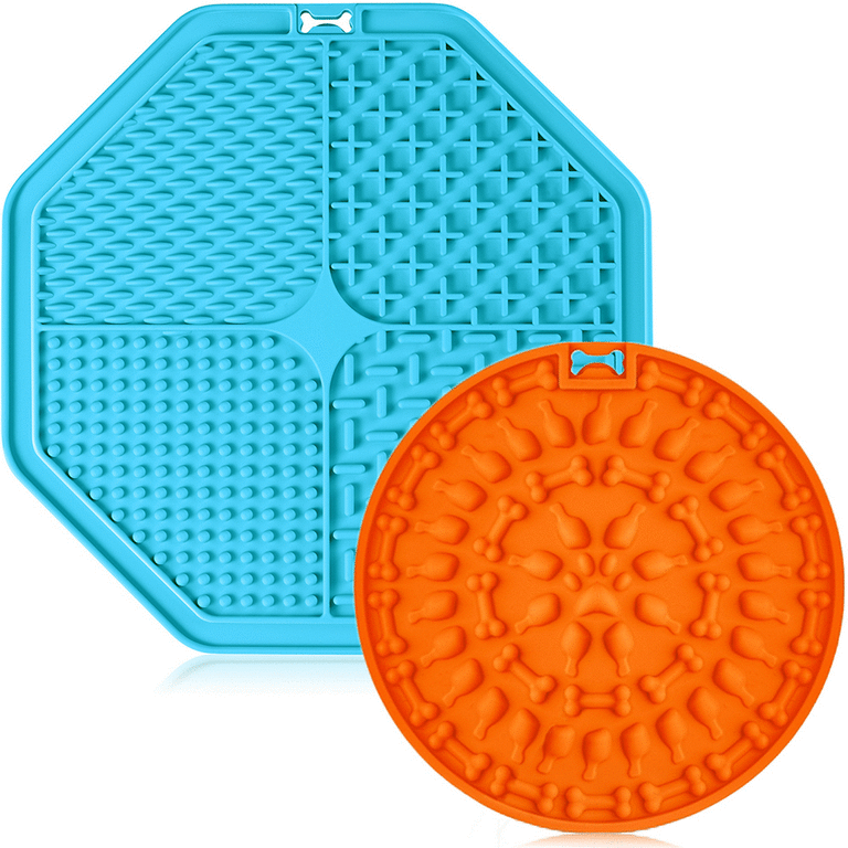 2 Pack Dog Lick Mats, Powiller Dog Feeding Mat, Lick Mat for Dogs, Peanut Butter Lick Mat with Suction for Bathing, Grooming, Vet Visiting, Feeding