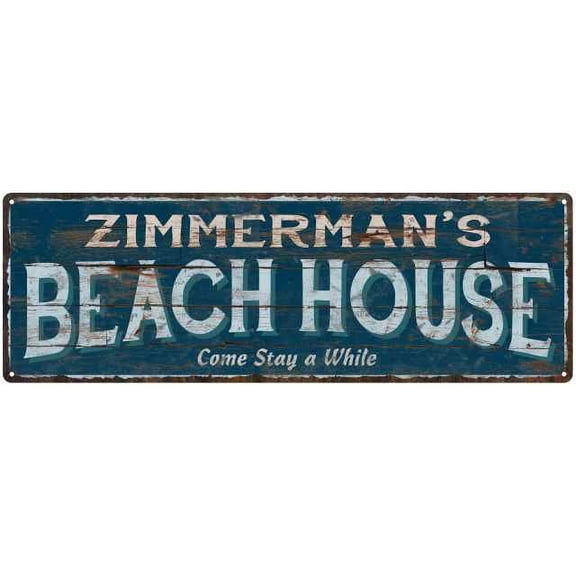 ZIMMERMAN'S Beach House Blue Rustic Cabin Home Decor 6x18 Metal 206180026350