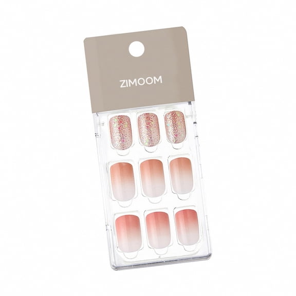 ZIMOOM False nails,  Chic Colorful Full Cover Acrylic 9Pcs False Nails for Women, Pink