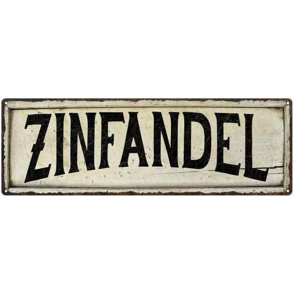 ZINFANDEL Farmhouse Style Wood Look Sign Gift 6x18 Metal Decor 106180028301