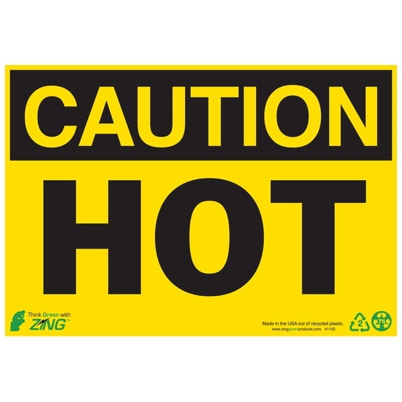 ZING Green 1152S ZING Eco Safety Sign, Caution, 7X10
