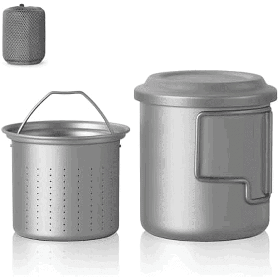 ZING TII Titanium Camping Mug with Tea Infuser - Lightweight 15oz Titanium Cup with Handle & Lid, Backpacking & Hiking Gear.$$Sport & Recreation Other