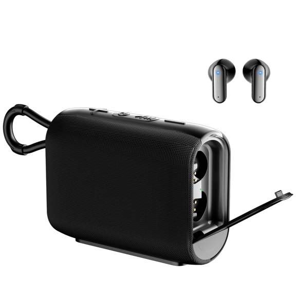 ZINGBIRD Bluetooth Speaker with Built in Wireless Earbuds, Portable Mini Speakers Bluetooth Wireless Headphones Combo,Wireless Waterproof Speaker for Home Party, Outdoor Travel