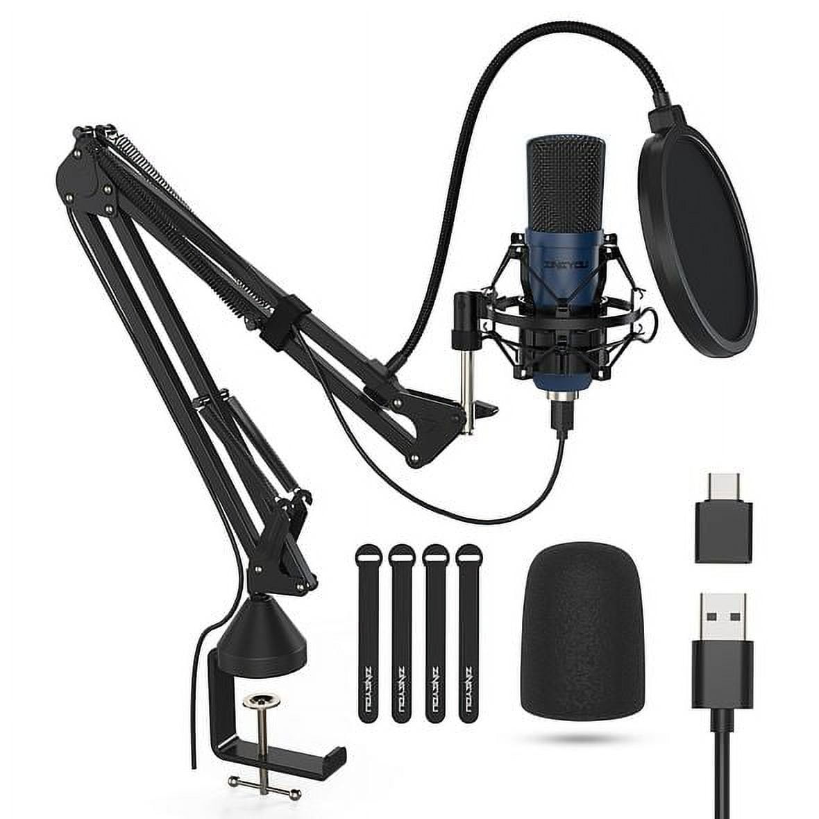 ZINGYOU USB Microphone for Computer, Condenser Desktop Mic Plug & Play with  Mic Gain, Mute Button and Headphone Port for PC Recording, Gaming