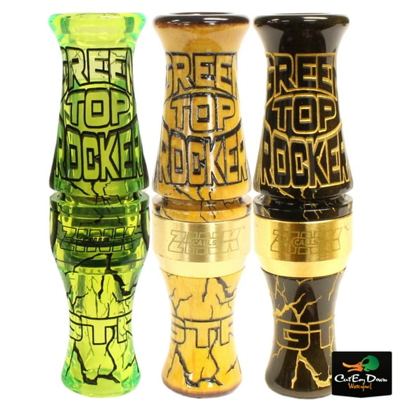 ZINK CALLS GTR GREEN TOP ROCKER DOUBLE REED ACRYLIC DUCK CALL
