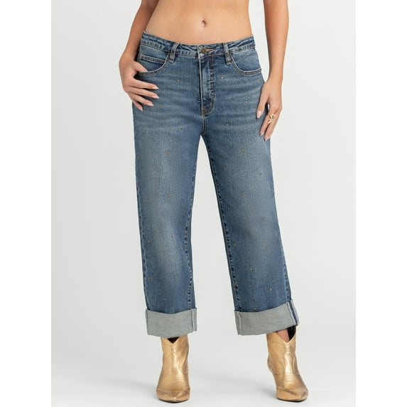 Jessica Simpson Women's and Women's Plus Zinnia Boyfriend Jeans, 25" Inseam, Sizes 2-24