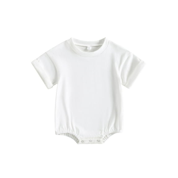 ZINTAOZT Baby Boys Girls Summer Bubble Romper Infant Short Sleeve Oversized Plain T-Shirt Bodysuit Cotton Blend Clothes